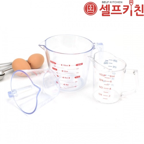 PC계량컵 칼라눈금 투명 쿠킹 계량 250ml 500ml 1L 2L 4L 투명계량컵